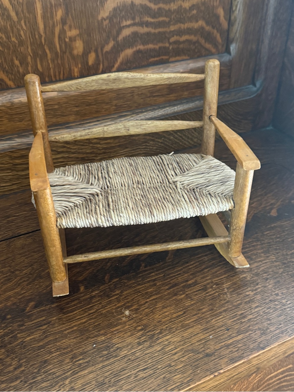 Handcrafted Natural Wood Mini Bench with Woven Seat - Rustic Home Art